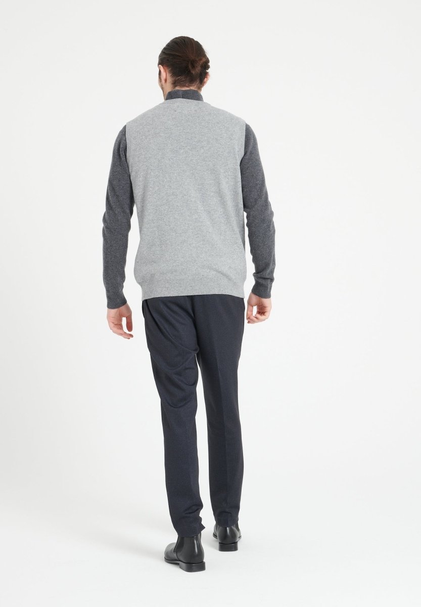 Pull col V sans manches homme en cachemire gris clair - LUKE 9